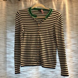 J. Crew XS navy white striped cardigan